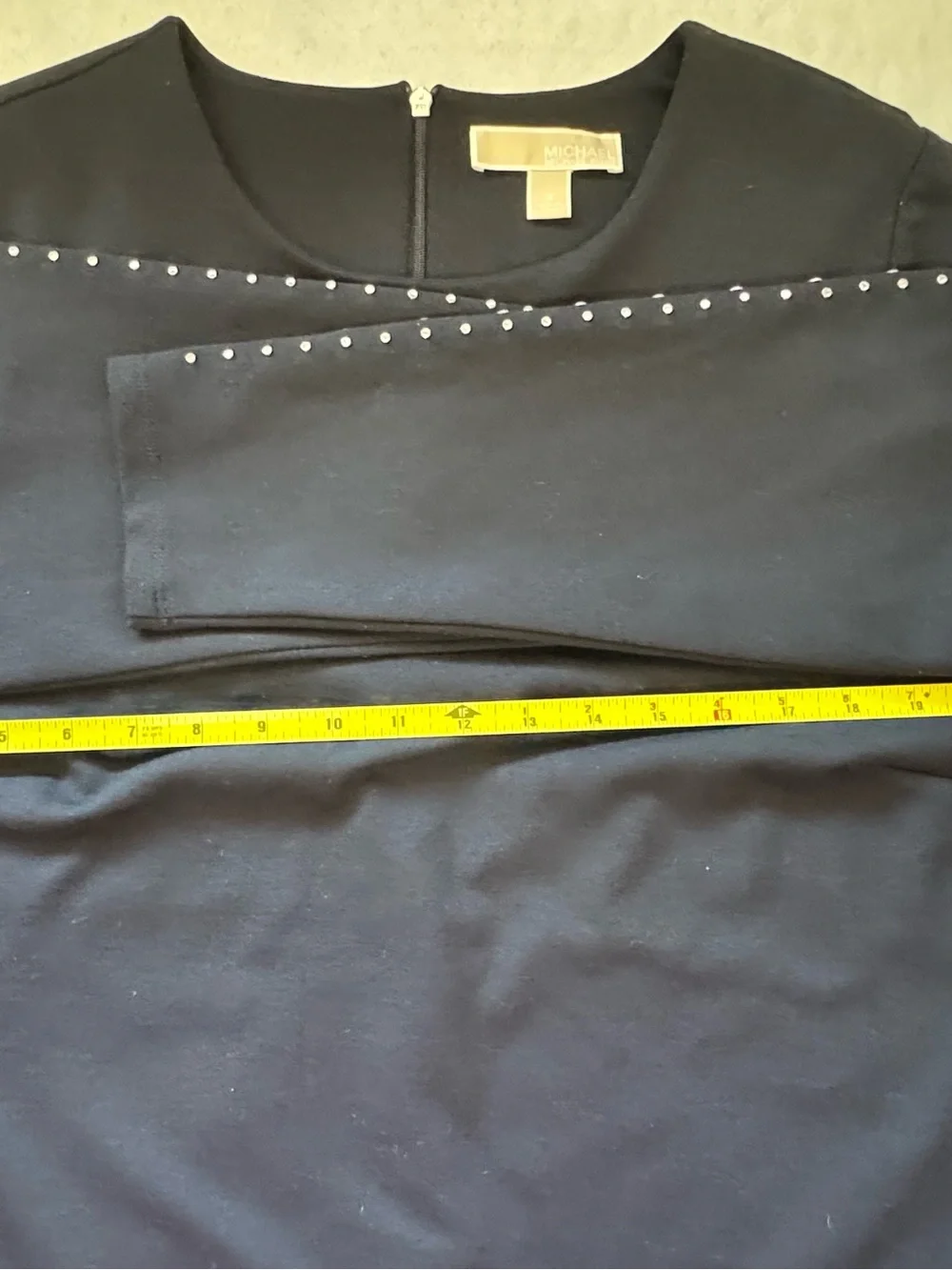 MICHAEL Michael Kors black sheath dress Plus Size Stretch Knit Rhinestone Trim